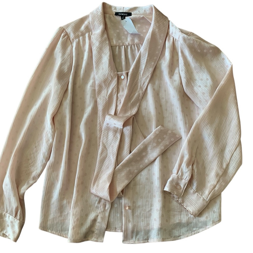 Elementz Women's blouse blush pink metallic color size L long sleeve